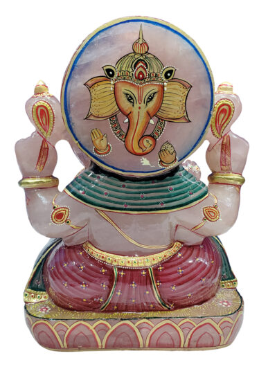 Painted Rose Quartz Lord Ganesha