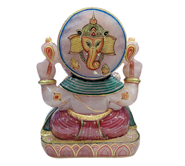 Painted Rose Quartz Lord Ganesha - Image 2