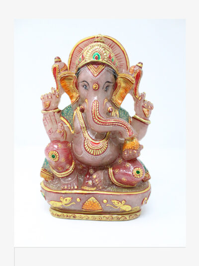 Painted Rose Quartz Lord Ganesha