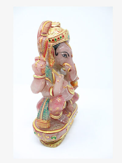 Painted Rose Quartz Lord Ganesha