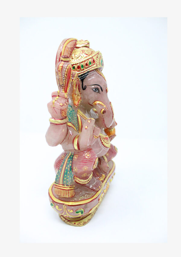 Painted Rose Quartz Lord Ganesha - Image 2