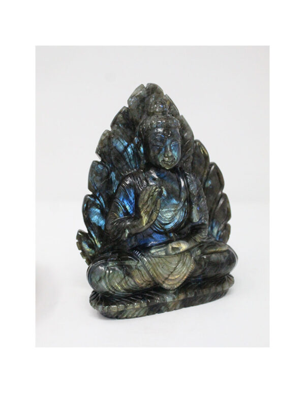 Labradorite Lord Buddha in Leaf - Image 2