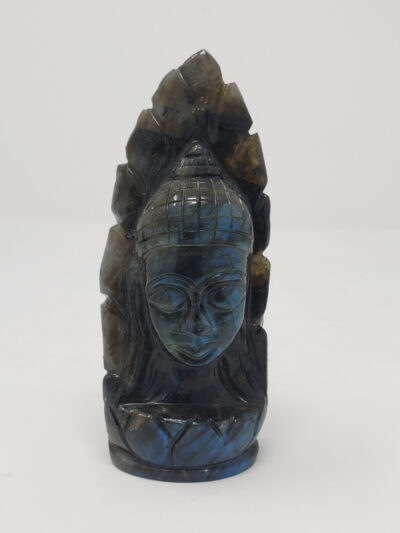 Labradorite Lord Buddha Head in Leaf