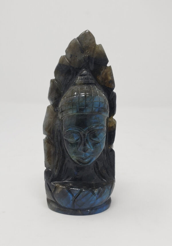 Labradorite Lord Buddha Head in Leaf