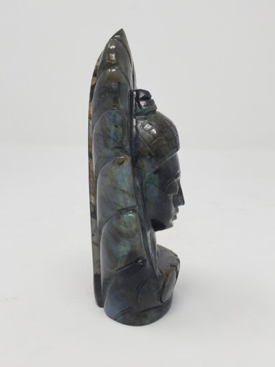Labradorite Lord Buddha Head in Leaf