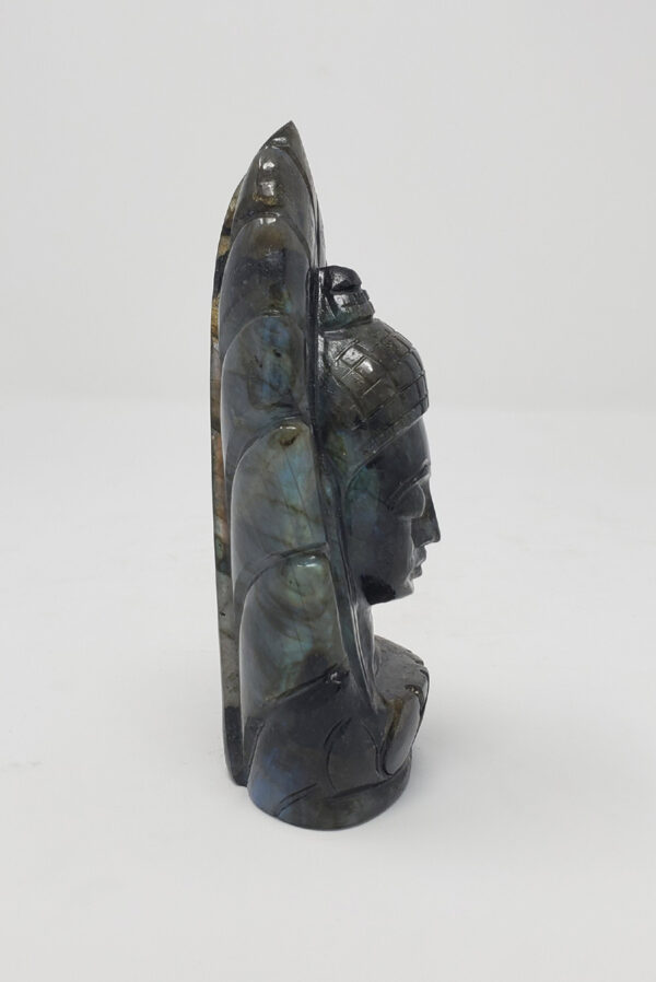 Labradorite Lord Buddha Head in Leaf - Image 2