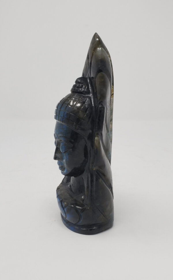 Labradorite Lord Buddha Head in Leaf - Image 3