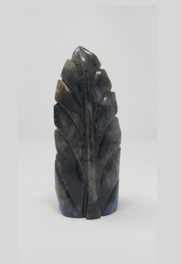 Labradorite Lord Buddha Head in Leaf - Image 4