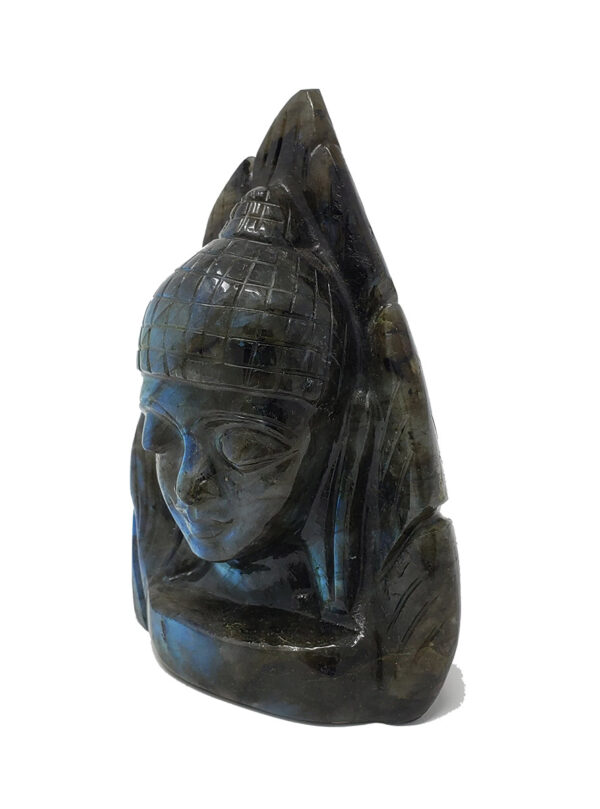 Labradorite Lord Buddha Head in Leaf - Image 2